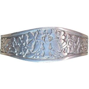 Celtic Design Crowned Birds Pewter Cuff Adjustable Bracelet Made in Scotland